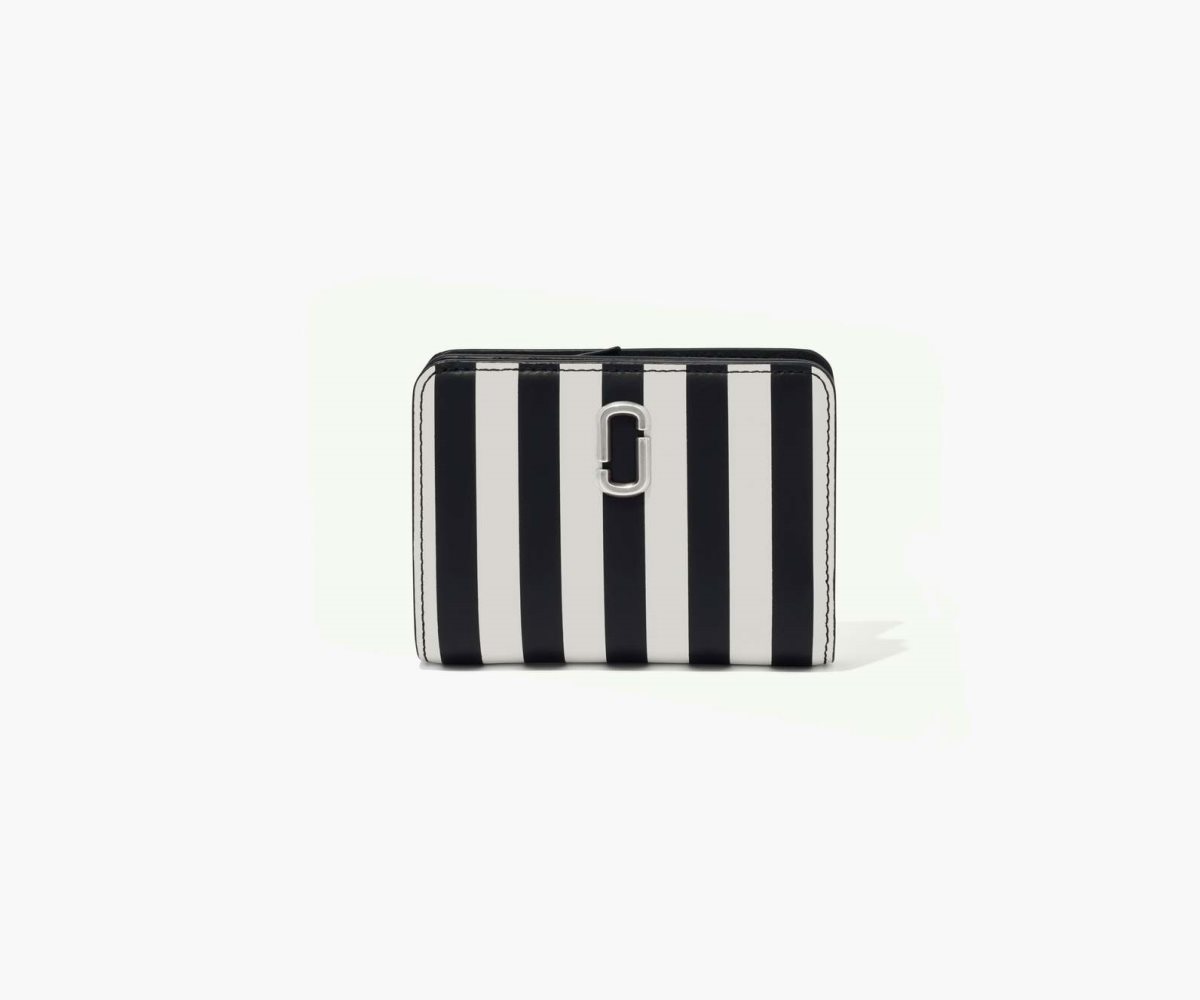 Marc Jacobs A Strisce J Marc Mini Compact Wallet Nere Bianche | GHP186570