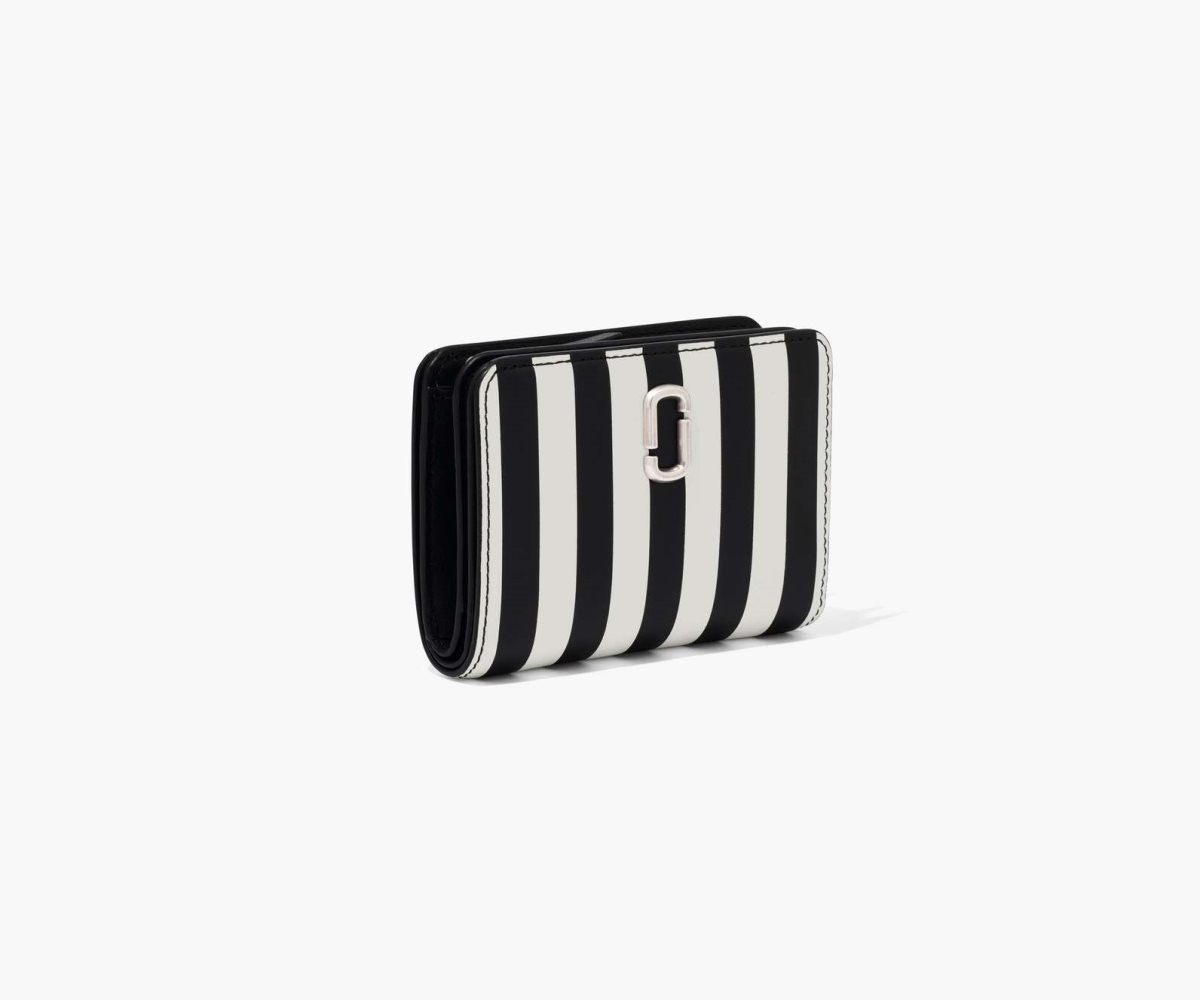 Marc Jacobs A Strisce J Marc Mini Compact Wallet Nere Bianche | GHP186570