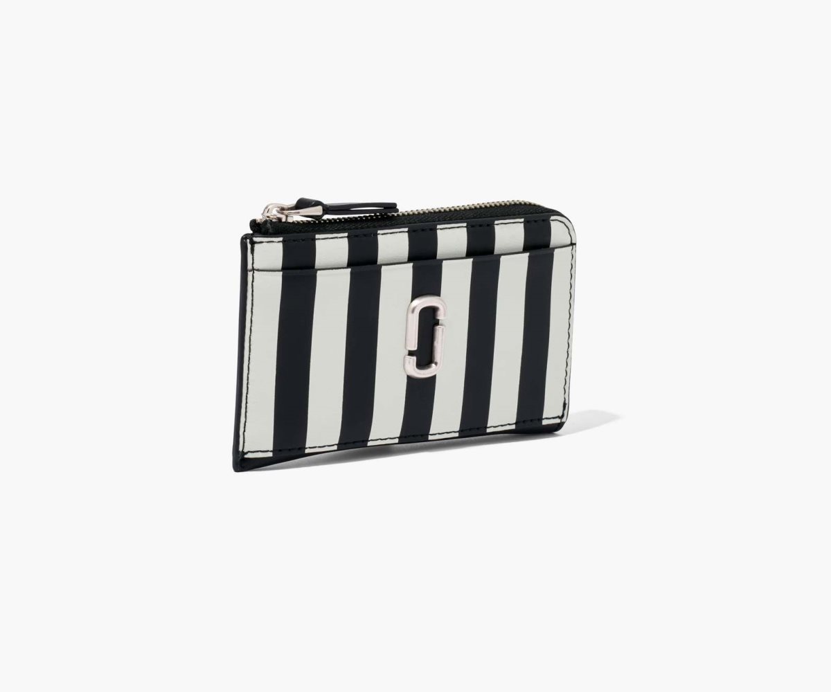 Marc Jacobs A Strisce J Marc Top Zip Multi Wallet Nere Bianche | SZH964357