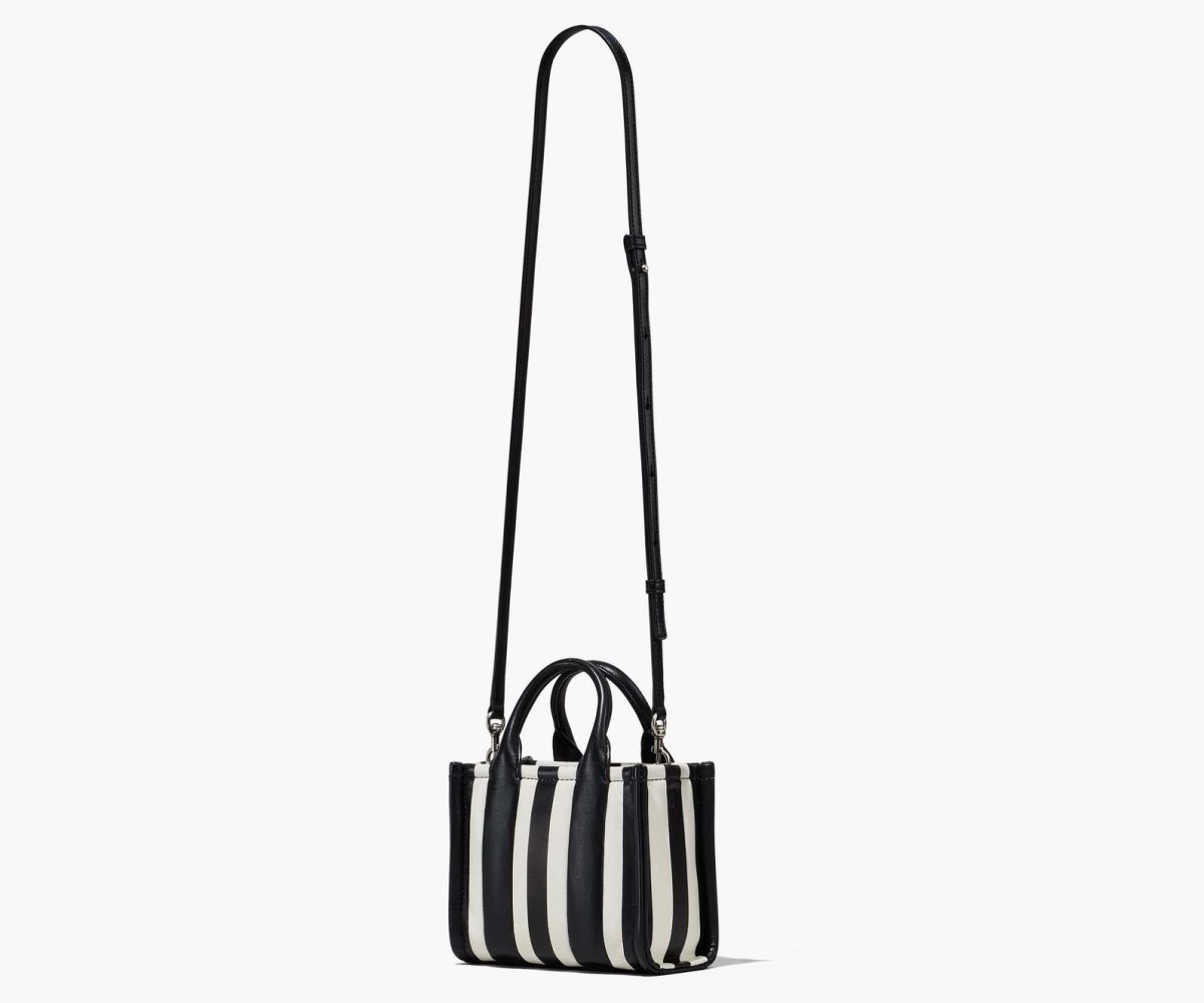 Marc Jacobs A Strisce Micro Tote Bag Nere Bianche | DOX981725