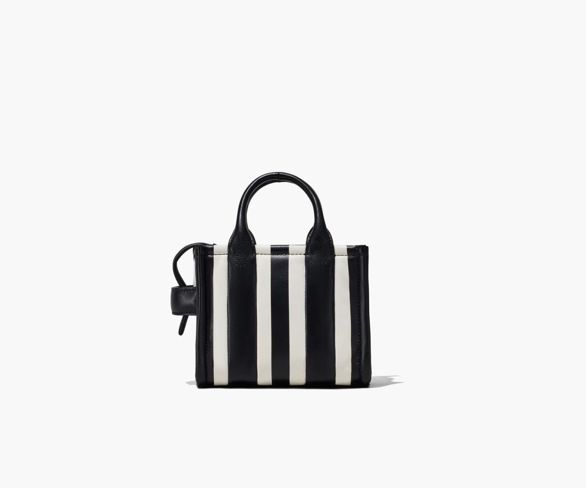 Marc Jacobs A Strisce Micro Tote Bag Nere Bianche | DOX981725