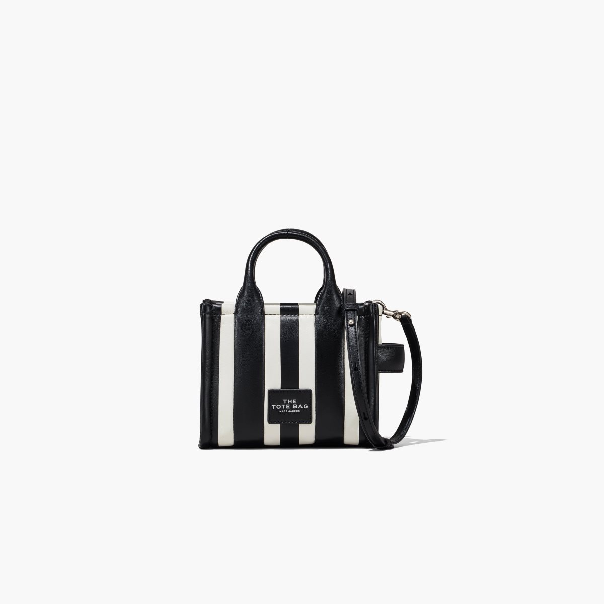 Marc Jacobs A Strisce Micro Tote Bag Nere Bianche | DOX981725