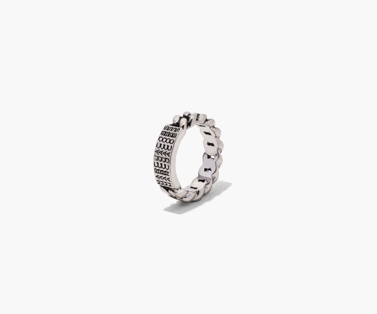 Marc Jacobs Barcode Monogram ID Chain Ring Argento | LYT038164