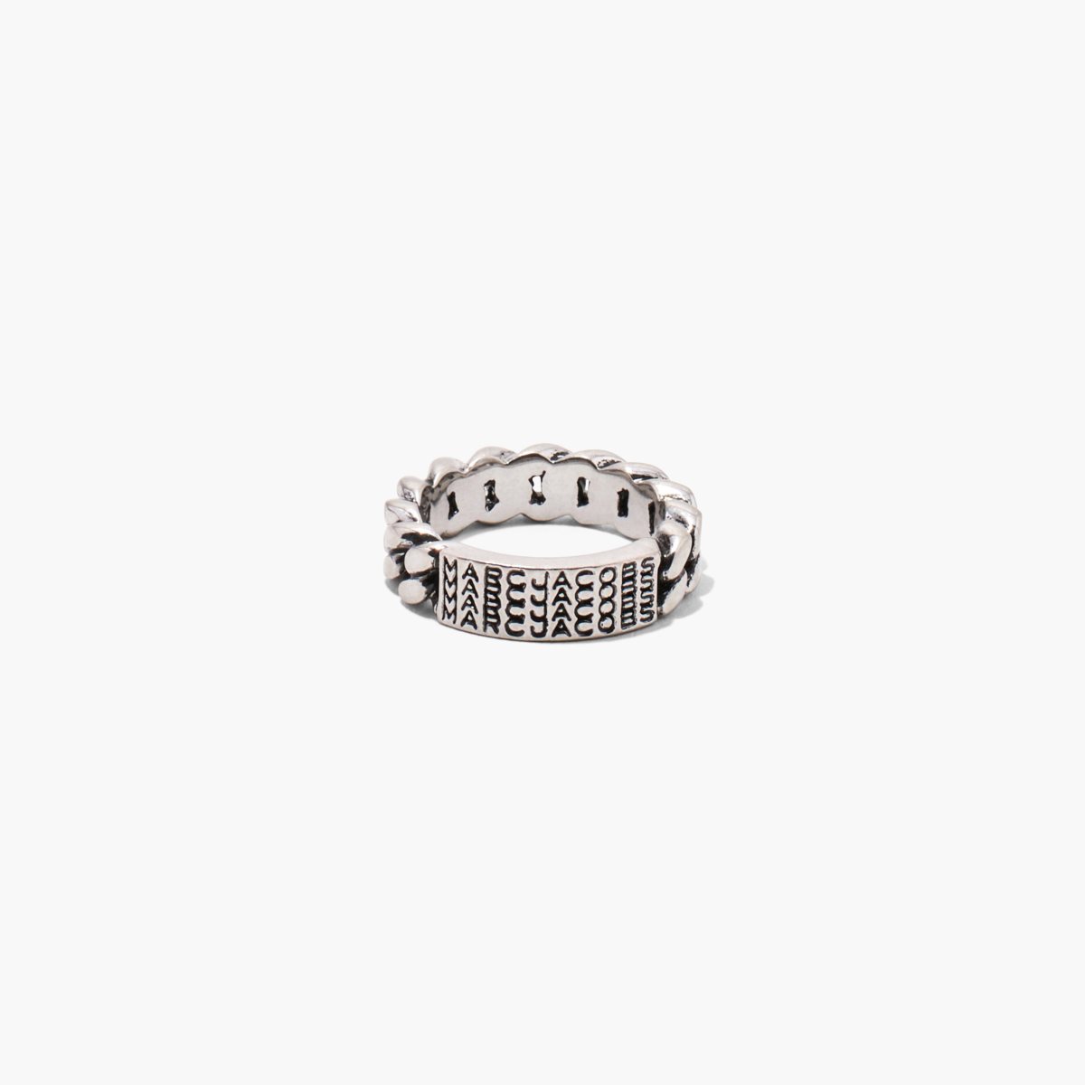 Marc Jacobs Barcode Monogram ID Chain Ring Argento | LYT038164