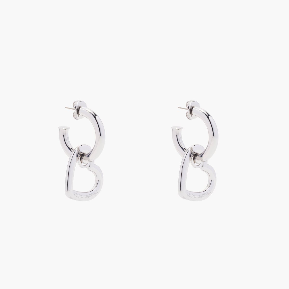 Marc Jacobs Charmed Double Heart Hoops Argento | JMF386510