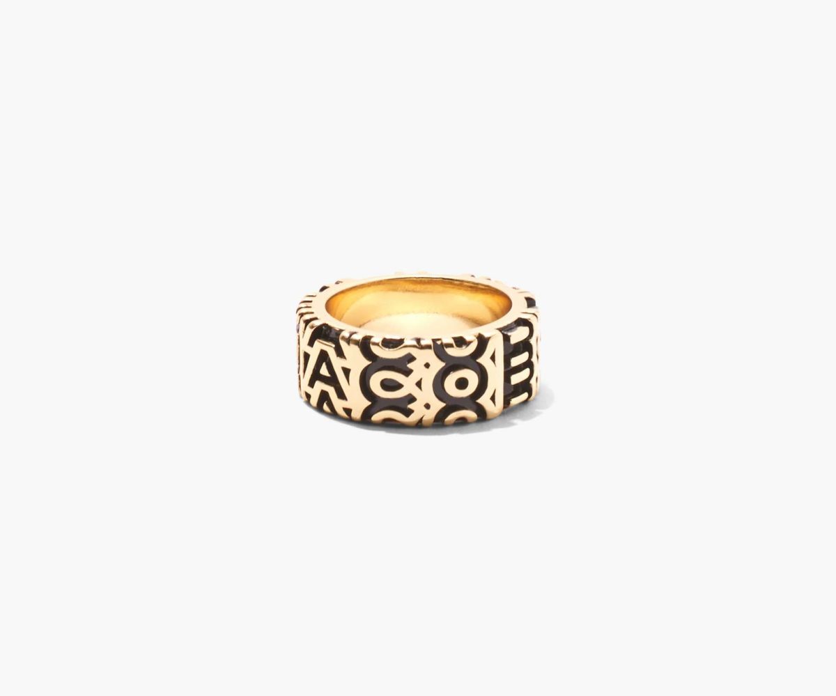 Marc Jacobs Monogram Engraved Ring Oro | ATK907524