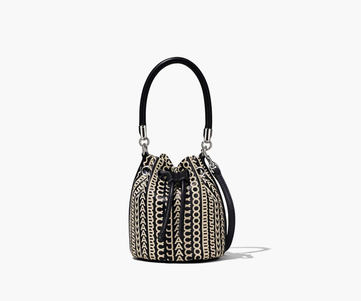 Marc Jacobs Monogram Pelle Micro Bucket Bag Nere Bianche | LCS378290