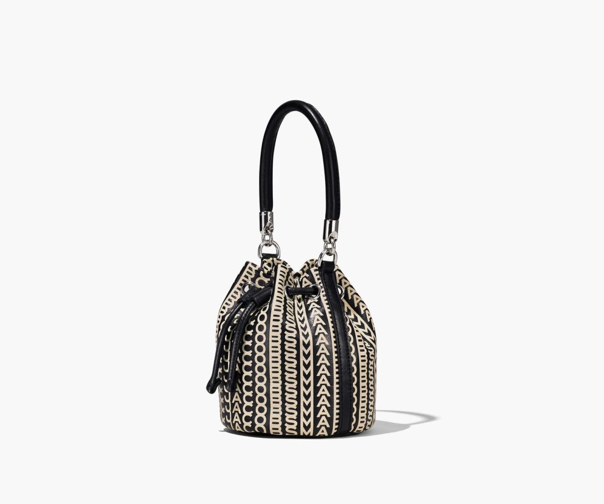 Marc Jacobs Monogram Pelle Micro Bucket Bag Nere Bianche | LCS378290