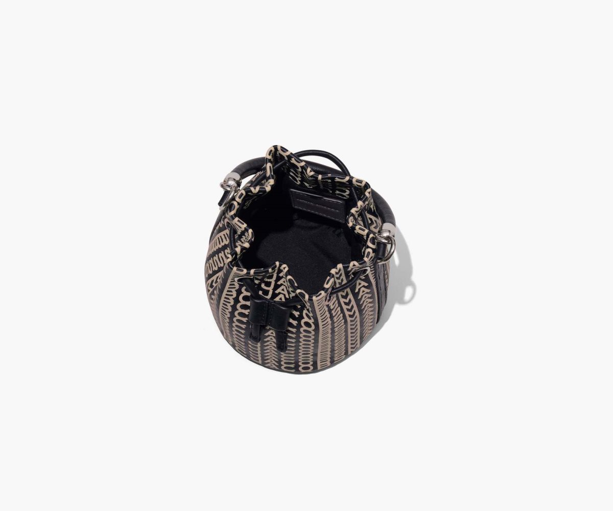 Marc Jacobs Monogram Pelle Micro Bucket Bag Nere Bianche | LCS378290