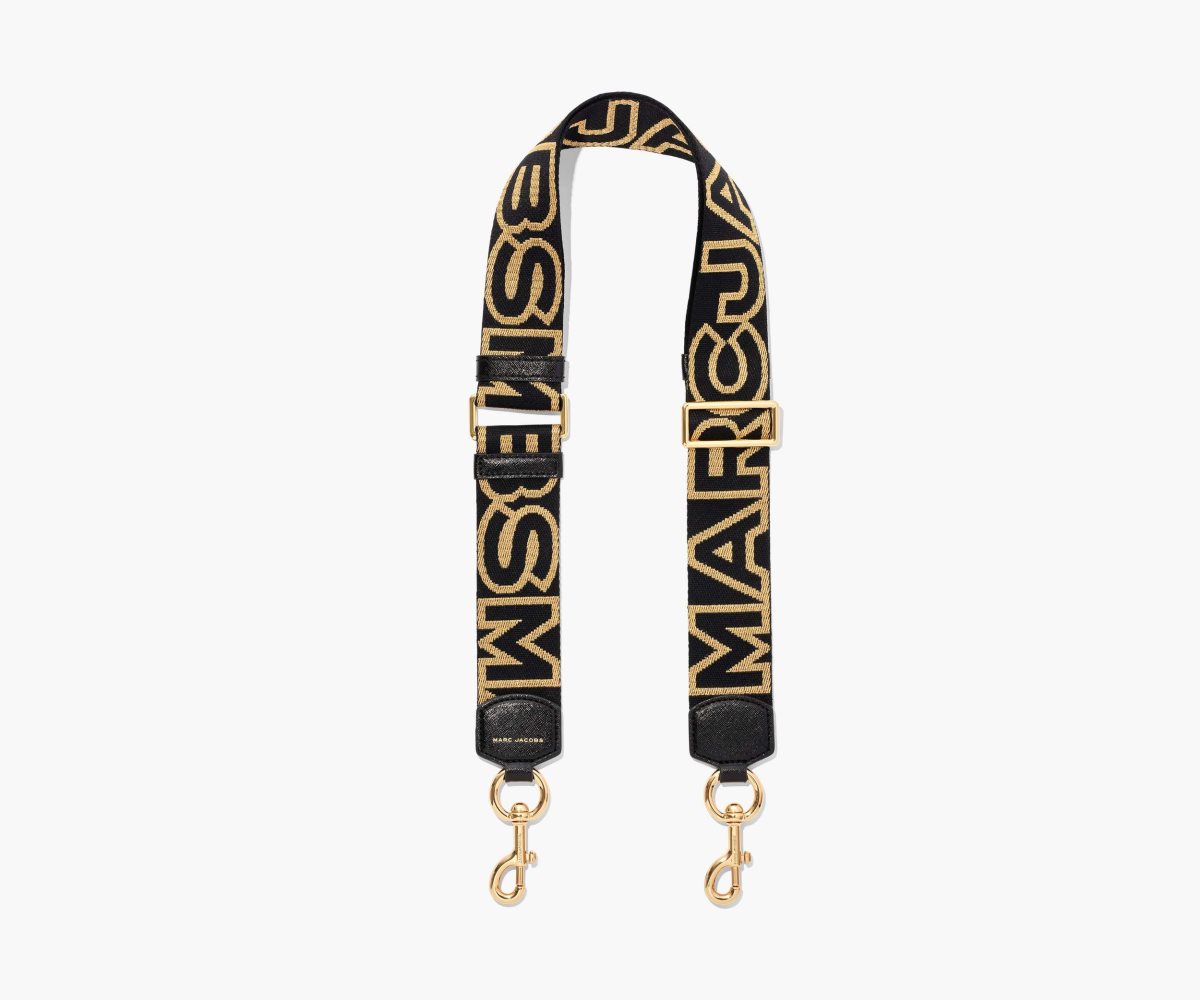 Marc Jacobs Outline Logo Webbing Cinturino Nere Oro | JEN347289