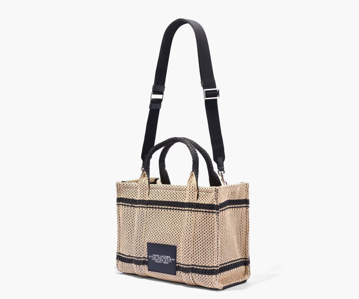 Marc Jacobs Straw Jacquard Medium Tote Bag Beige | KJD745829