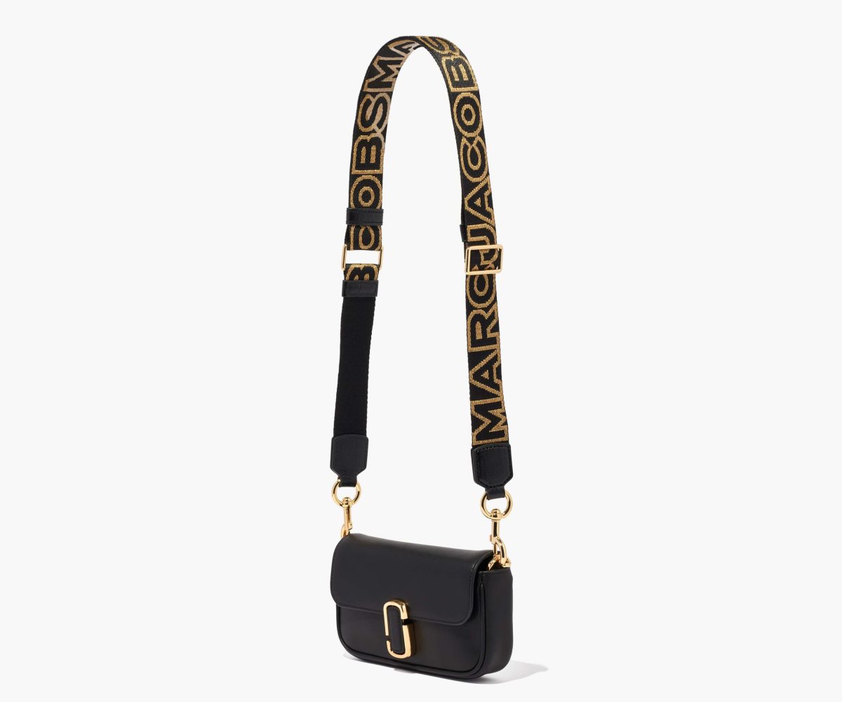 Marc Jacobs Thin Outline Logo Webbing Cinturino Nere Oro | POE714829