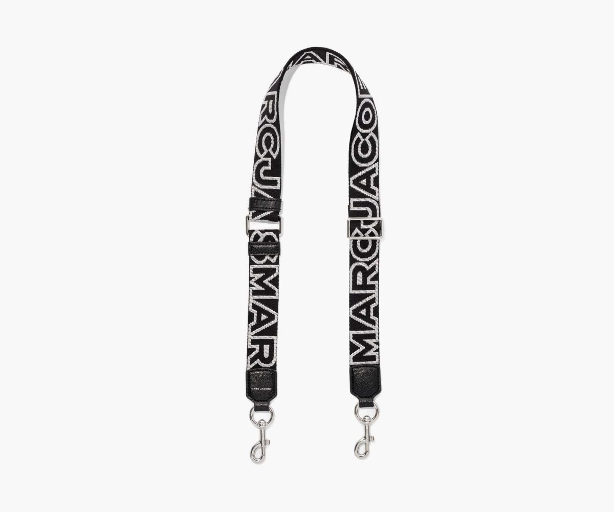 Marc Jacobs Thin Outline Logo Webbing Cinturino Nere Argento | RHI945813