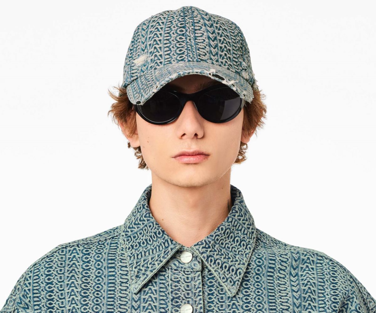 Marc Jacobs Washed Monogram Denim Baseball Cap Arancioni Blu | NYB514378