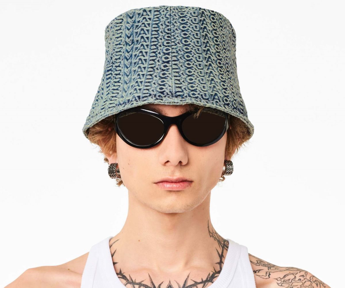 Marc Jacobs Washed Monogram Denim Bucket Hat Arancioni Blu | NZY792546