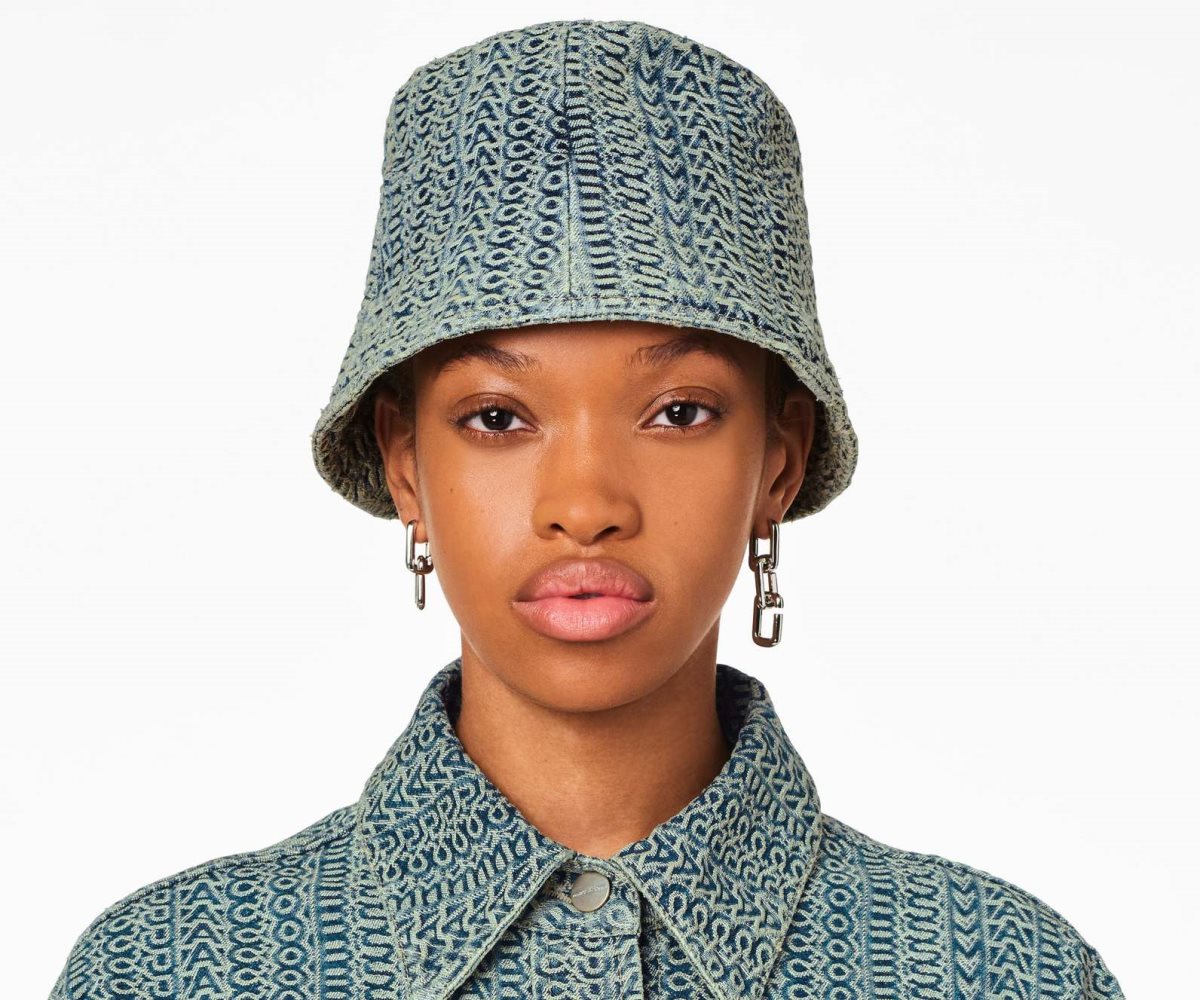 Marc Jacobs Washed Monogram Denim Bucket Hat Arancioni Blu | NZY792546