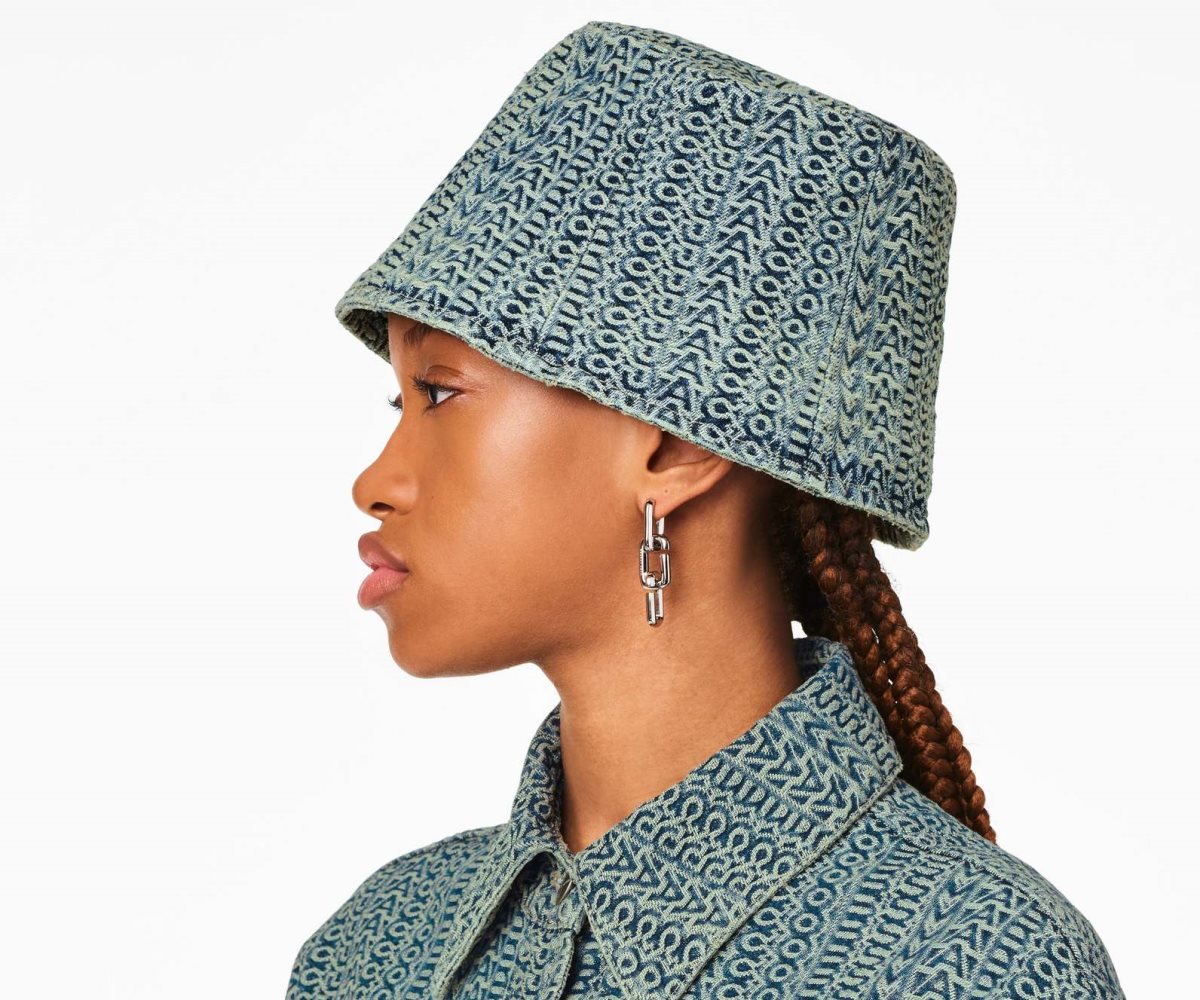 Marc Jacobs Washed Monogram Denim Bucket Hat Arancioni Blu | NZY792546