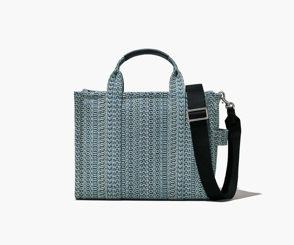 Marc Jacobs Washed Monogram Denim Medium Tote Bag Arancioni Blu | JWT326810