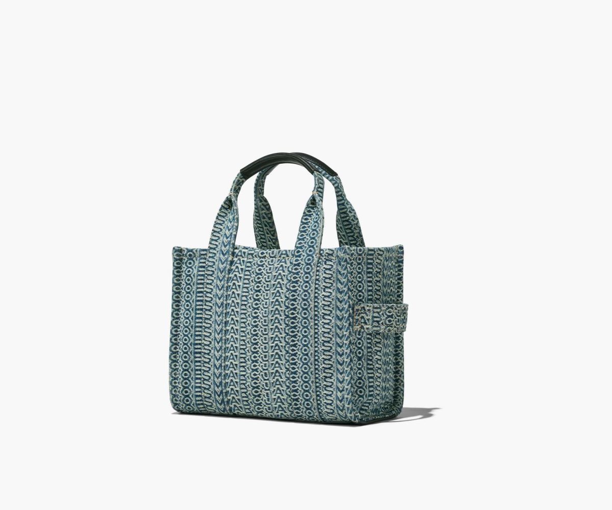 Marc Jacobs Washed Monogram Denim Mini Tote Bag Arancioni Blu | QYH851724