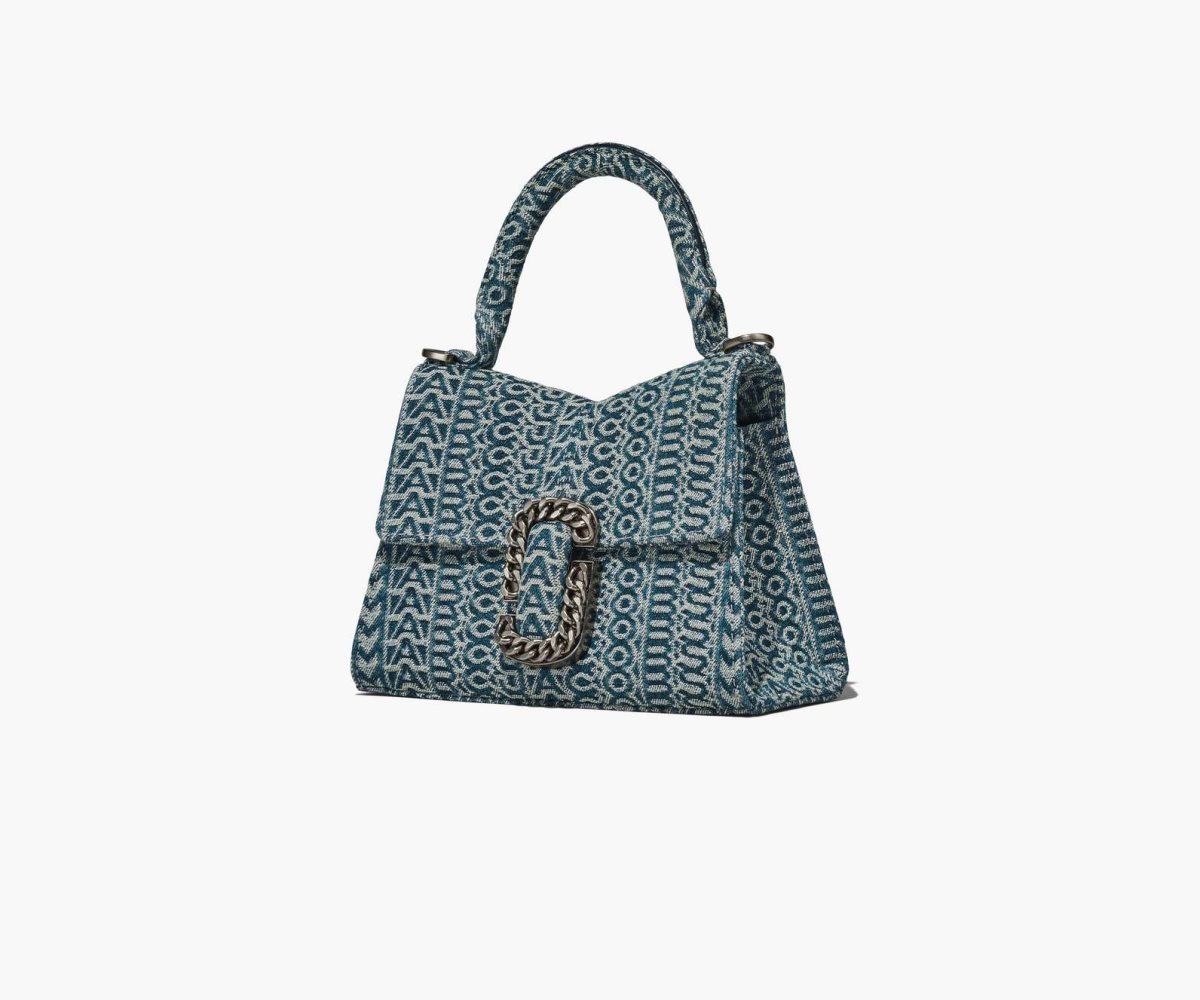 Marc Jacobs Washed Monogram Denim St. Marc Mini Top Handle Arancioni Blu | VBG108394