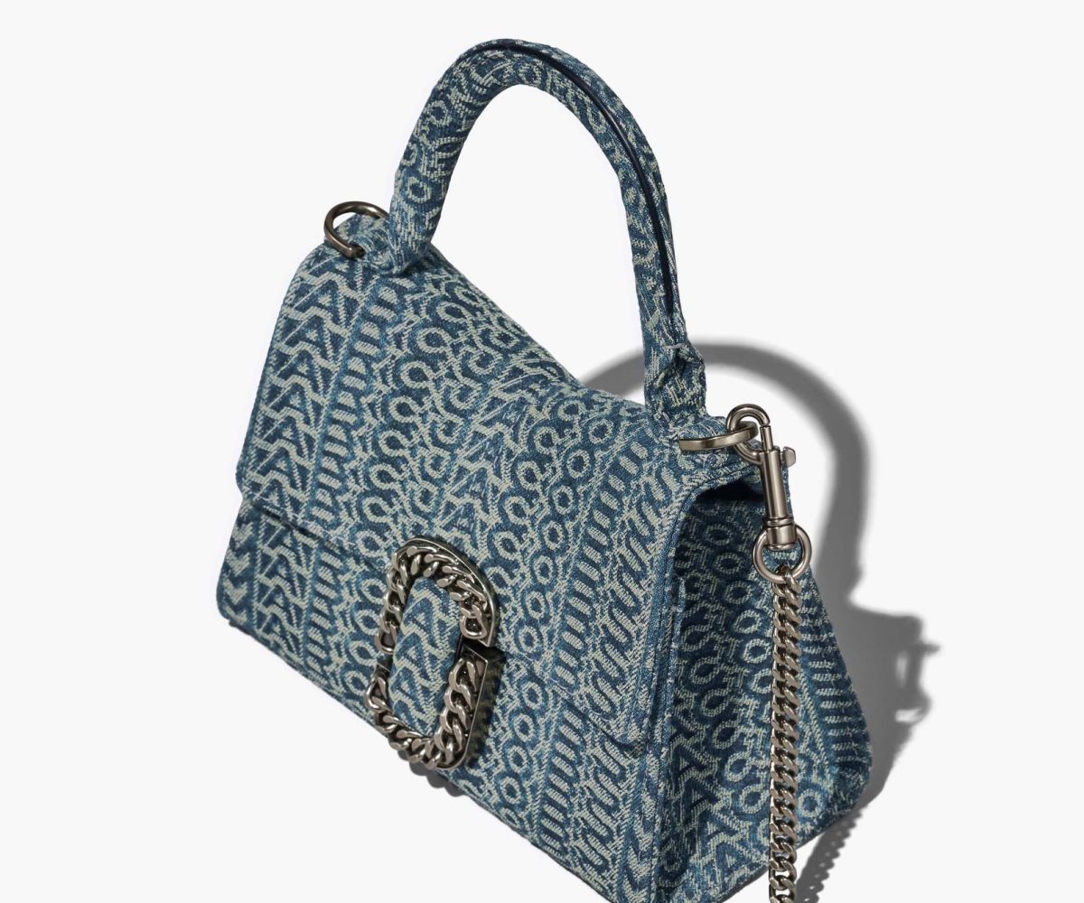 Marc Jacobs Washed Monogram Denim St. Marc Mini Top Handle Arancioni Blu | VBG108394