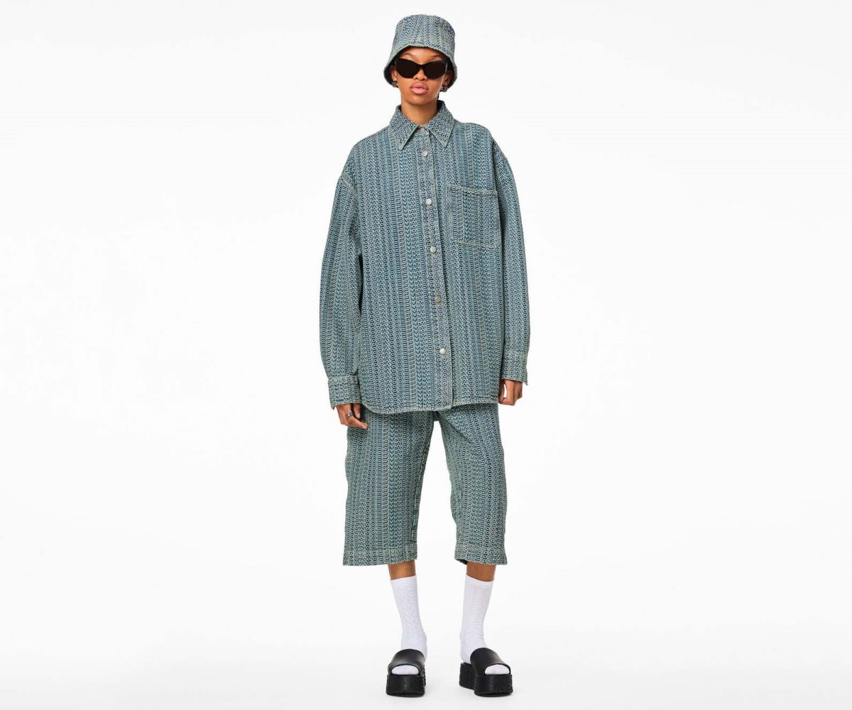 Marc Jacobs Washed Monogram Oversized Denim Corta Arancioni Blu | HWR160934