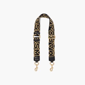 Marc Jacobs Outline Logo Webbing Cinturino Nere Oro | JEN347289